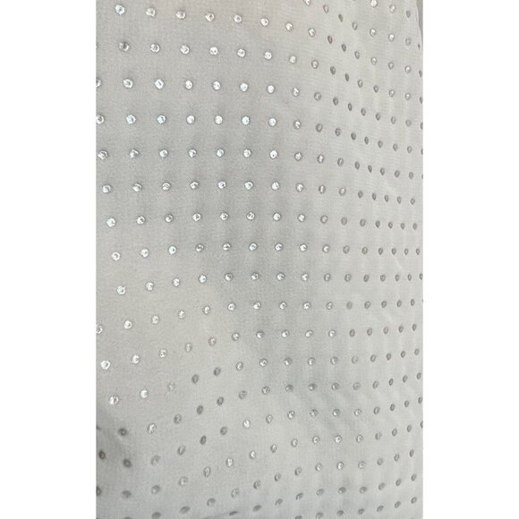 Tahari Sz M Cream Off White Metallic Shimmer Swiss Dot Cami Tank Top V Neck - Picture 3 of 9